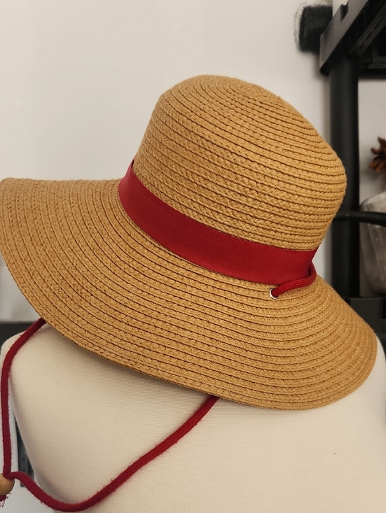 San Diego Hat Company Accessories - San Diego Hat Company Tan Straw Sun Hat with Red Ribbon